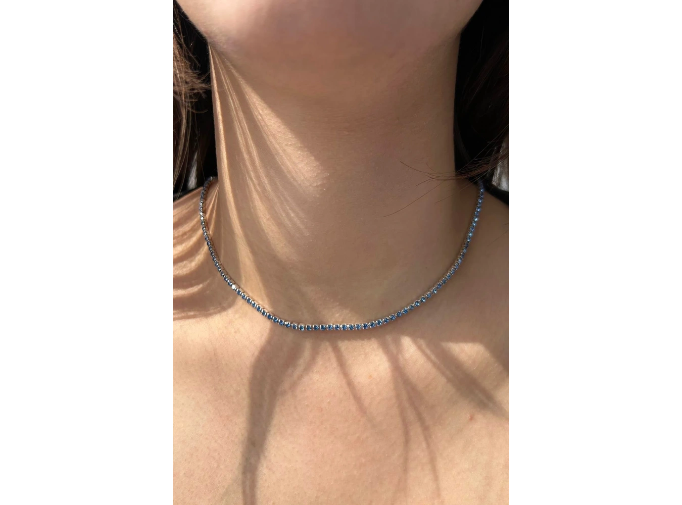 Gümüş Renk Mavi Taşlı Su Yolu Kolye