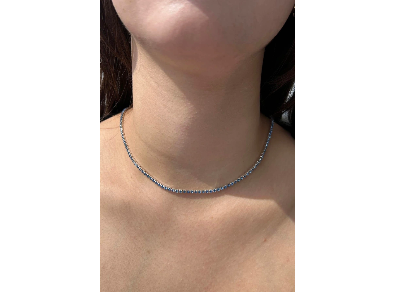 Gümüş Renk Mavi Taşlı Su Yolu Kolye