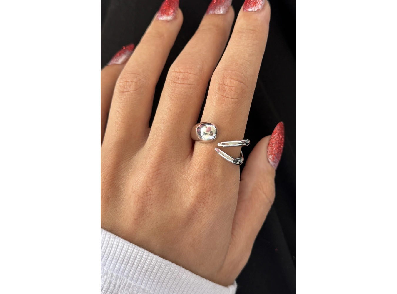 Gümüş Renk Metal Ayarlanabilir Yüzük