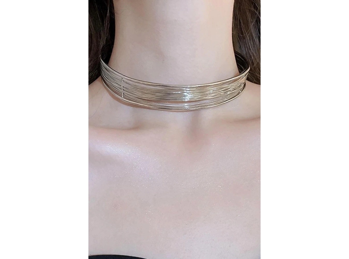 Gümüş Renk Metal Choker Kolye