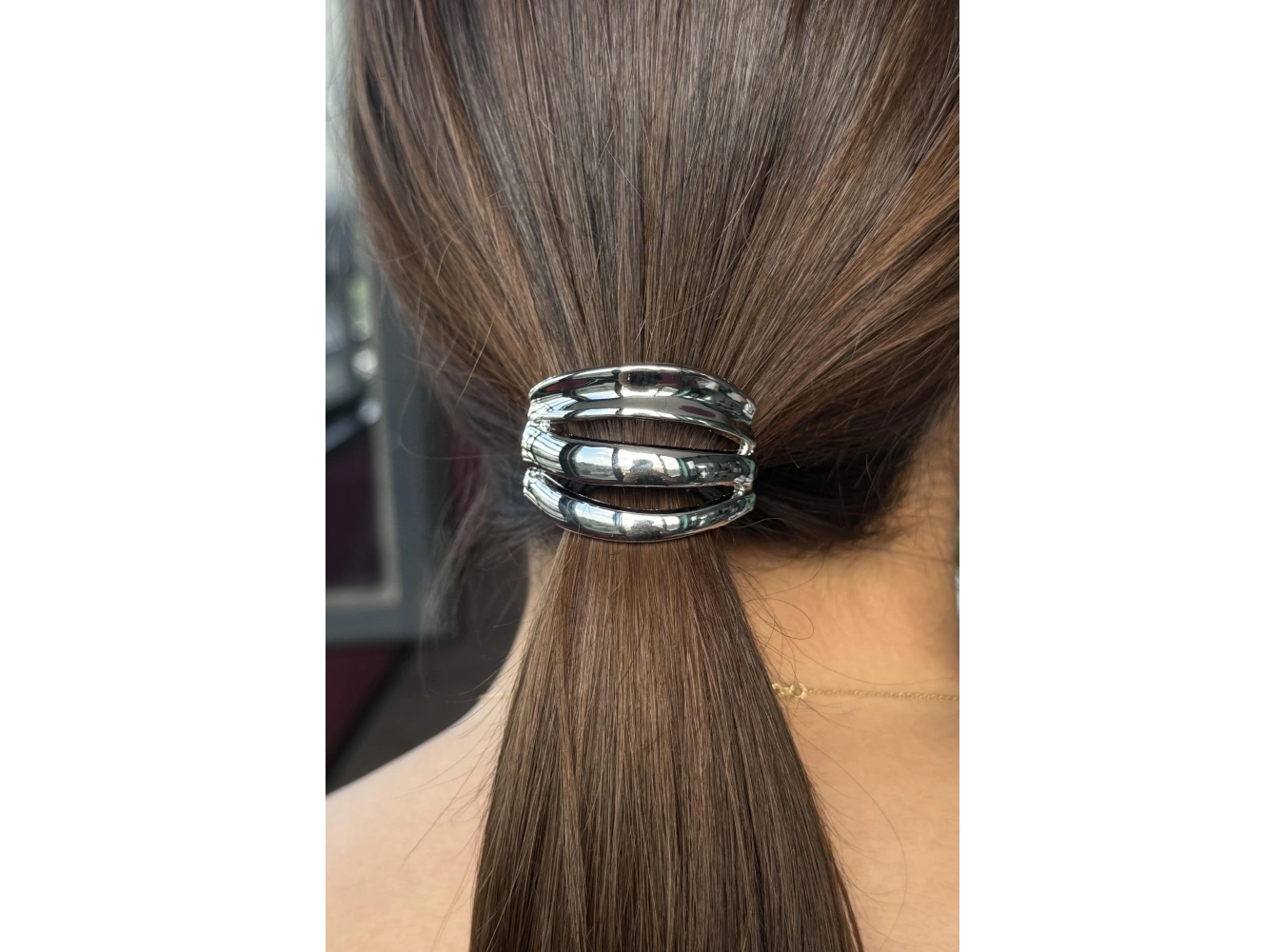 Gümüş Renk Metal Detaylı Lastik Toka