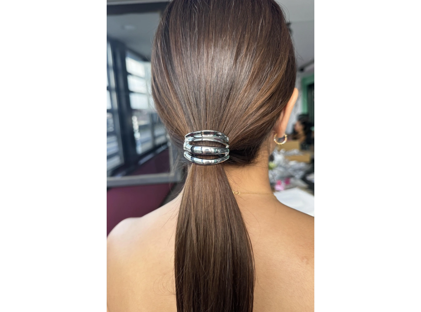 Gümüş Renk Metal Detaylı Lastik Toka