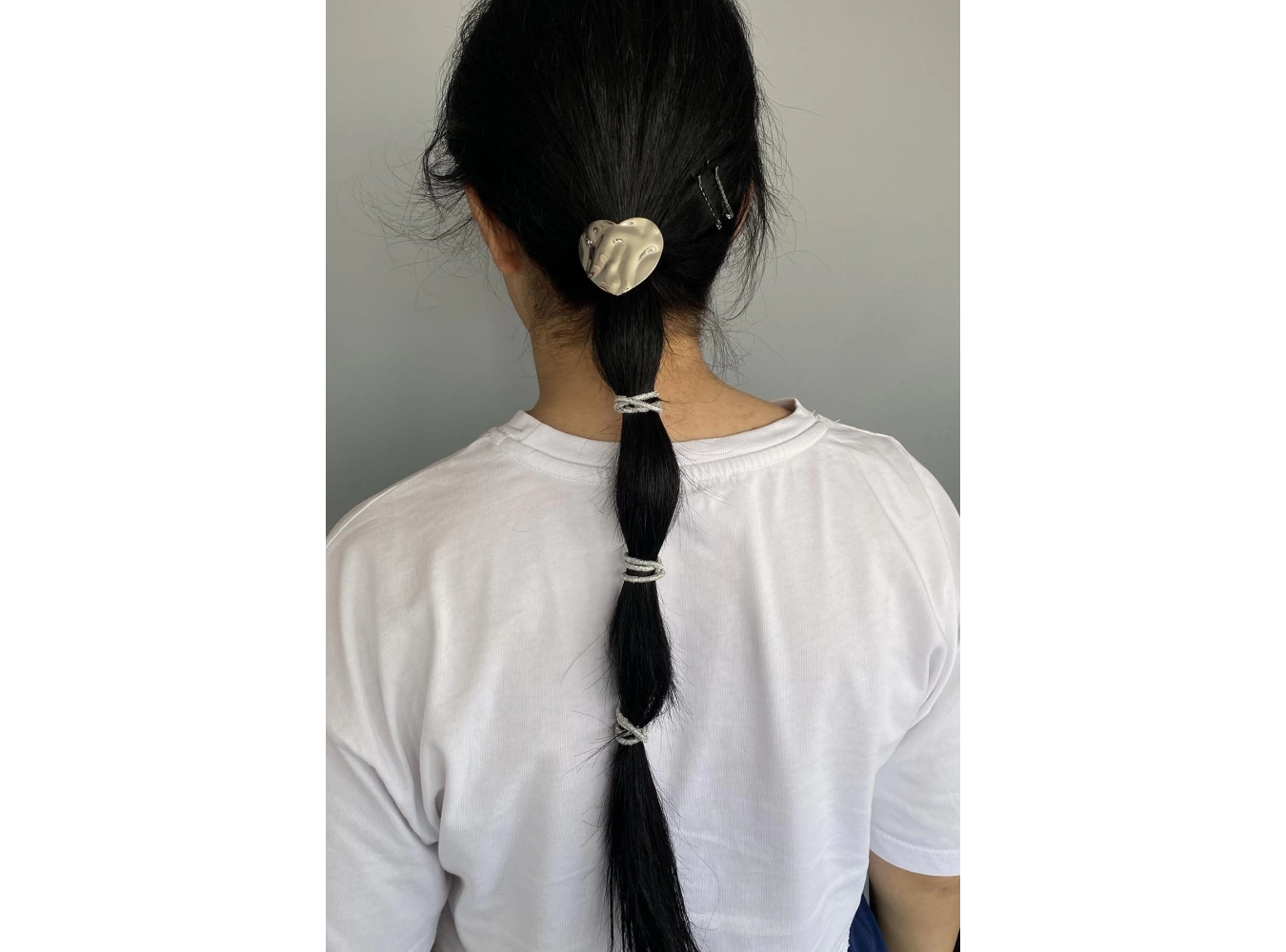 Gümüş Renk Metal Detaylı Lastik Toka Ve Tel Toka Set