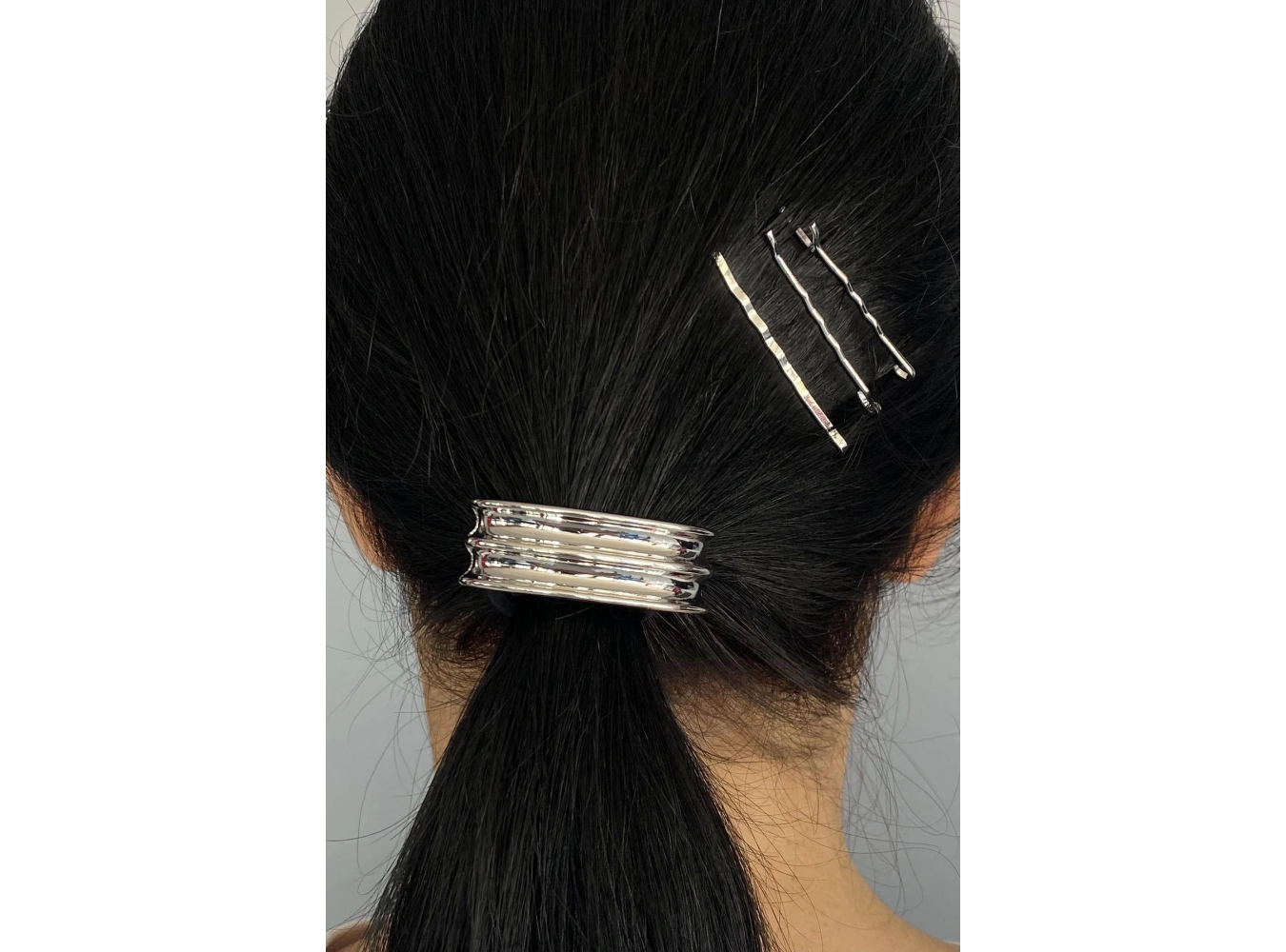 Gümüş Renk Metal Lastik Ve Tel Toka Set