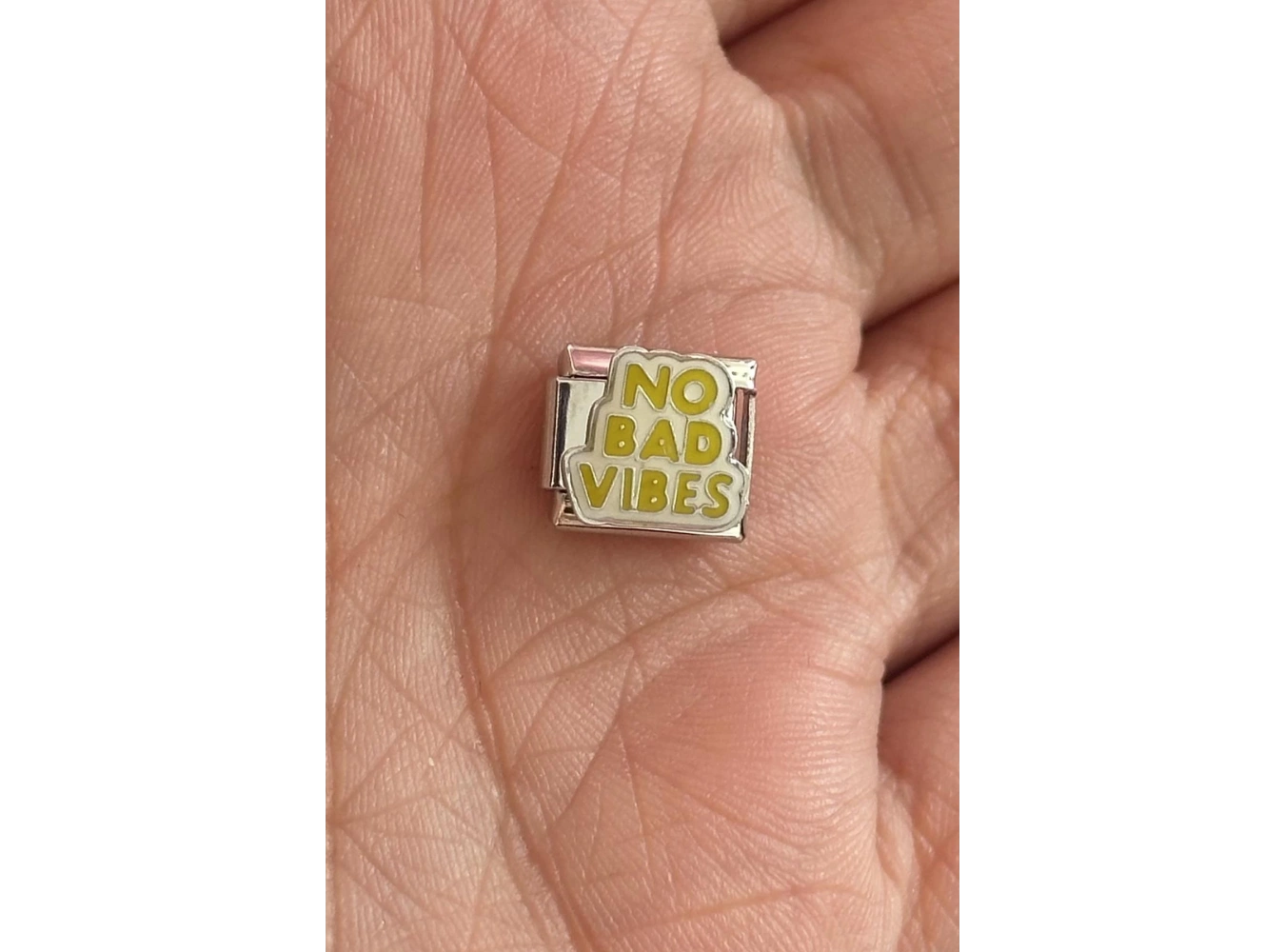 Gümüş Renk No Bad Vibes Yazılı Çelik Nomination Charm (Tek)