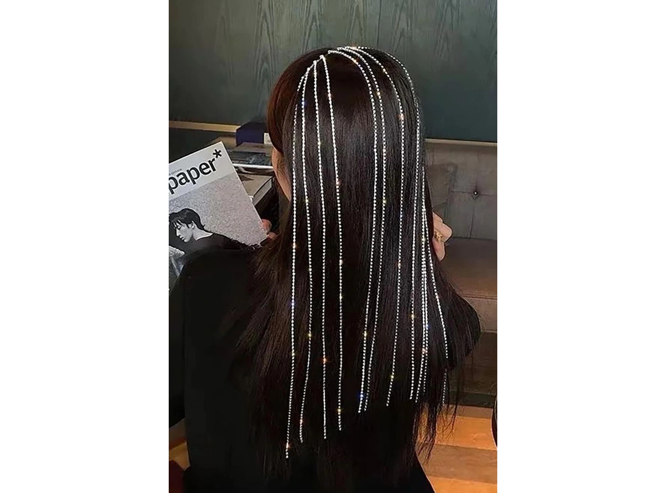 Gümüş Renk Özel Tasarım Taş Detaylı Su Yolu Taç