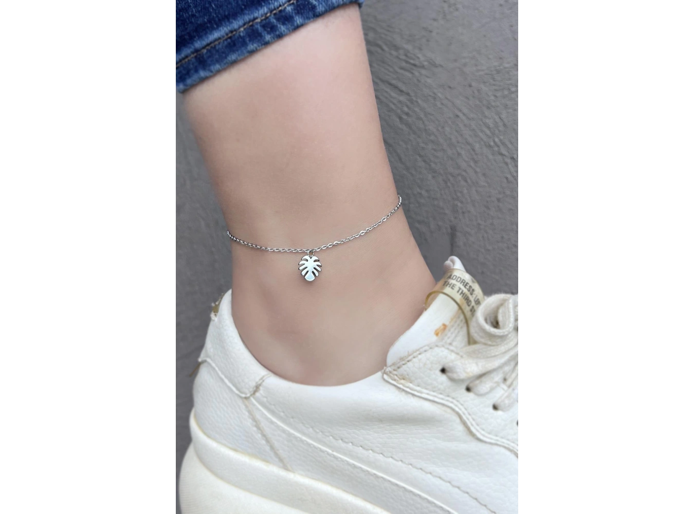 Gümüş Renk Palmiye Figürlü Çelik Halhal