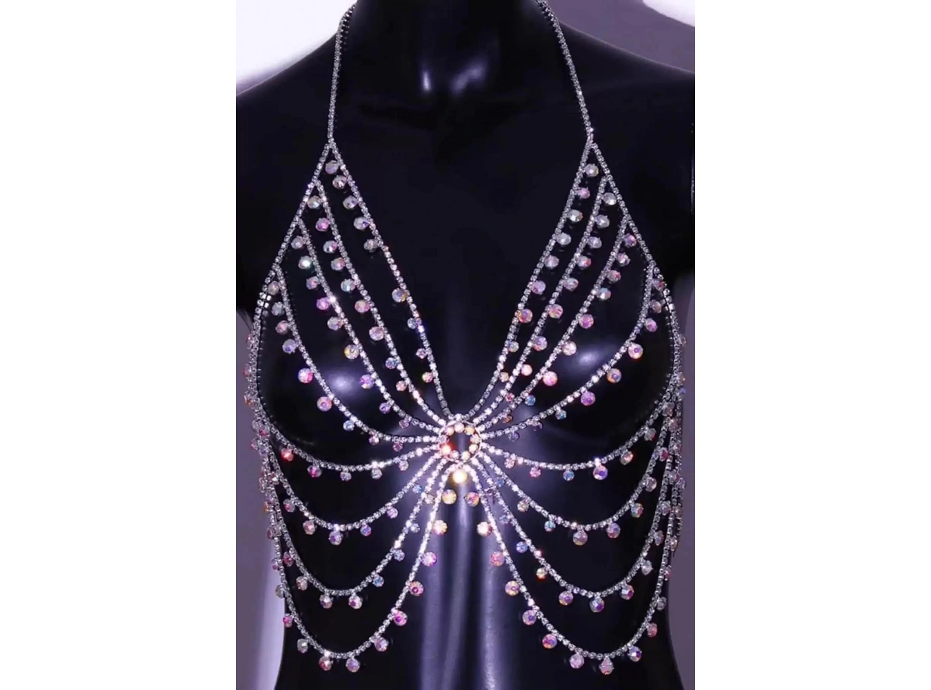 Gümüş Renk Pembe Taş Detaylı Bralet Vücut Aksesuarı