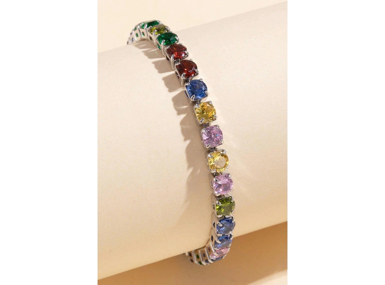 Gümüş Renk Renkli Taş Detaylı Su Yolu Bileklik