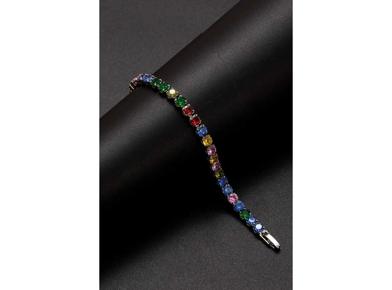 Gümüş Renk Renkli Taş Detaylı Su Yolu Bileklik