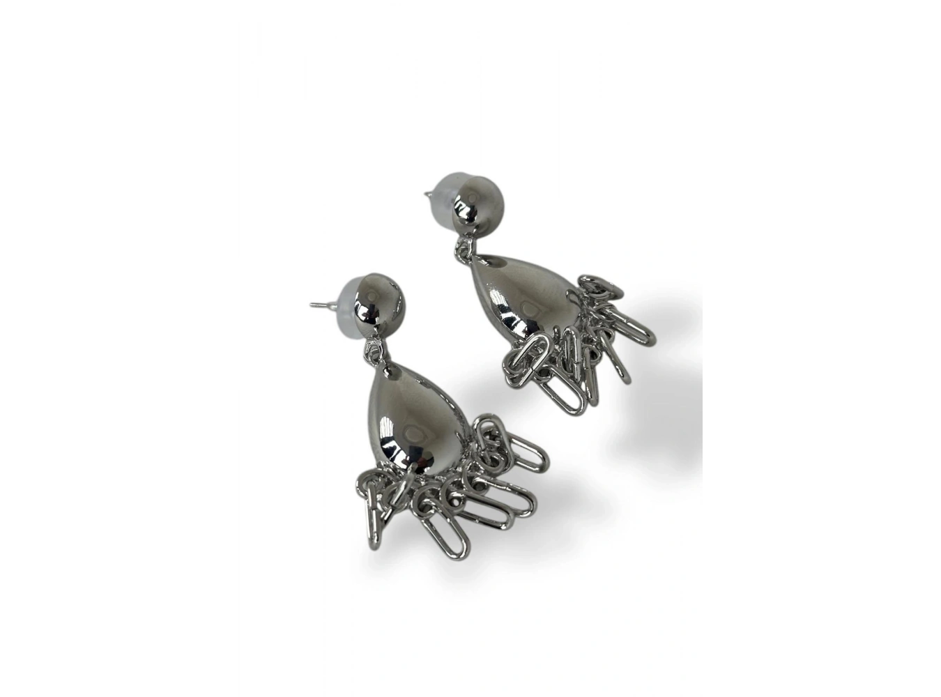 Gümüş Renk Sallantılı Çelik Küpe (Çift)