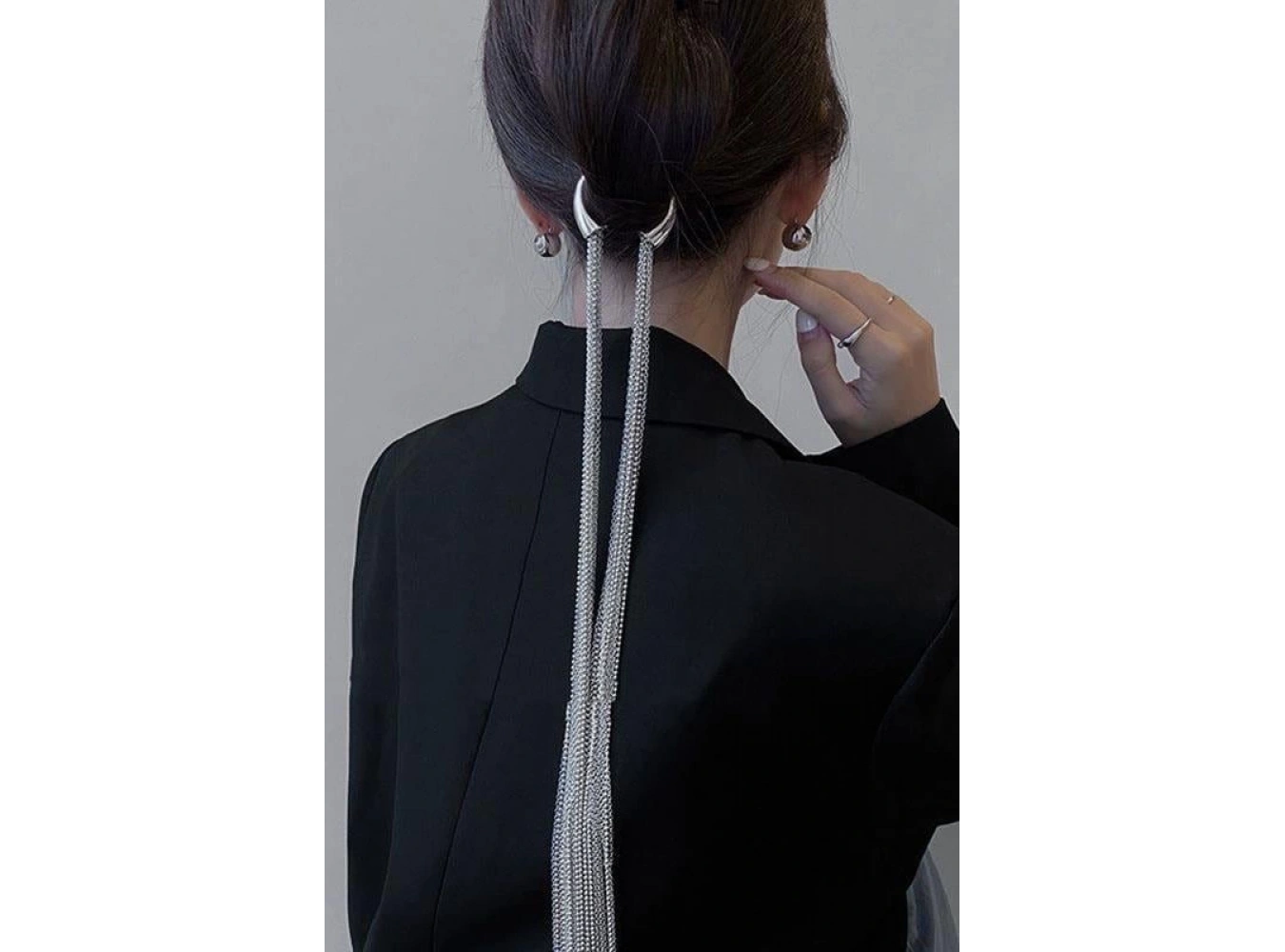 Gümüş Renk Sallantılı Saç Aksesuarı