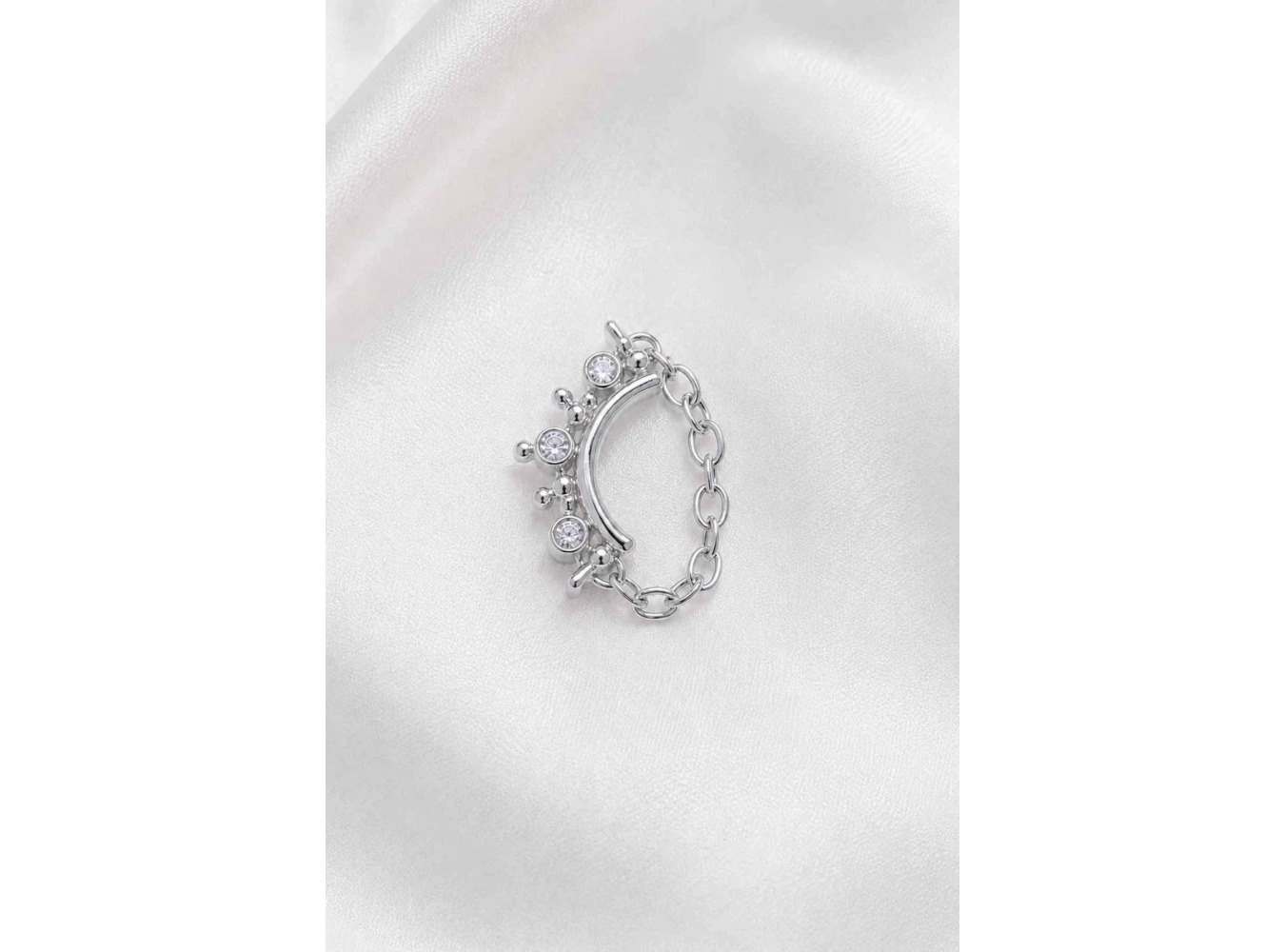 Gümüş  Renk Sallantılı   Taşlı Cerrahi Çelik Tragus/Kıkırdak Küpe/Piercing (Tek)