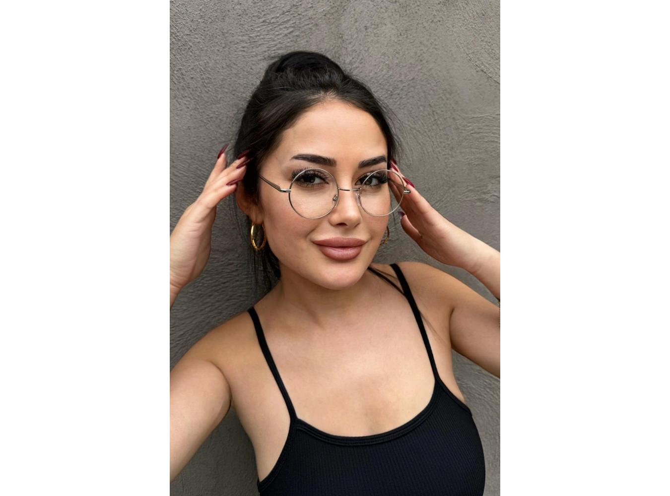 Gümüş Renk Şeffaf Yuvarlak Kadın Gözlük