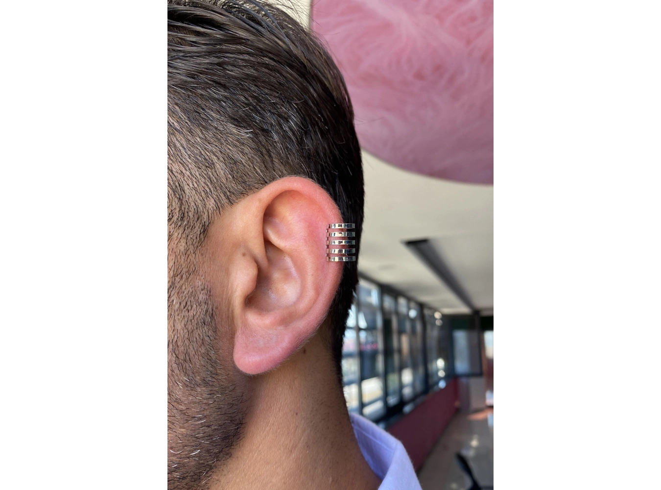 Gümüş Renk Sıkıştırmalı Ear Cuff Unisex Halka Küpe (Çift)