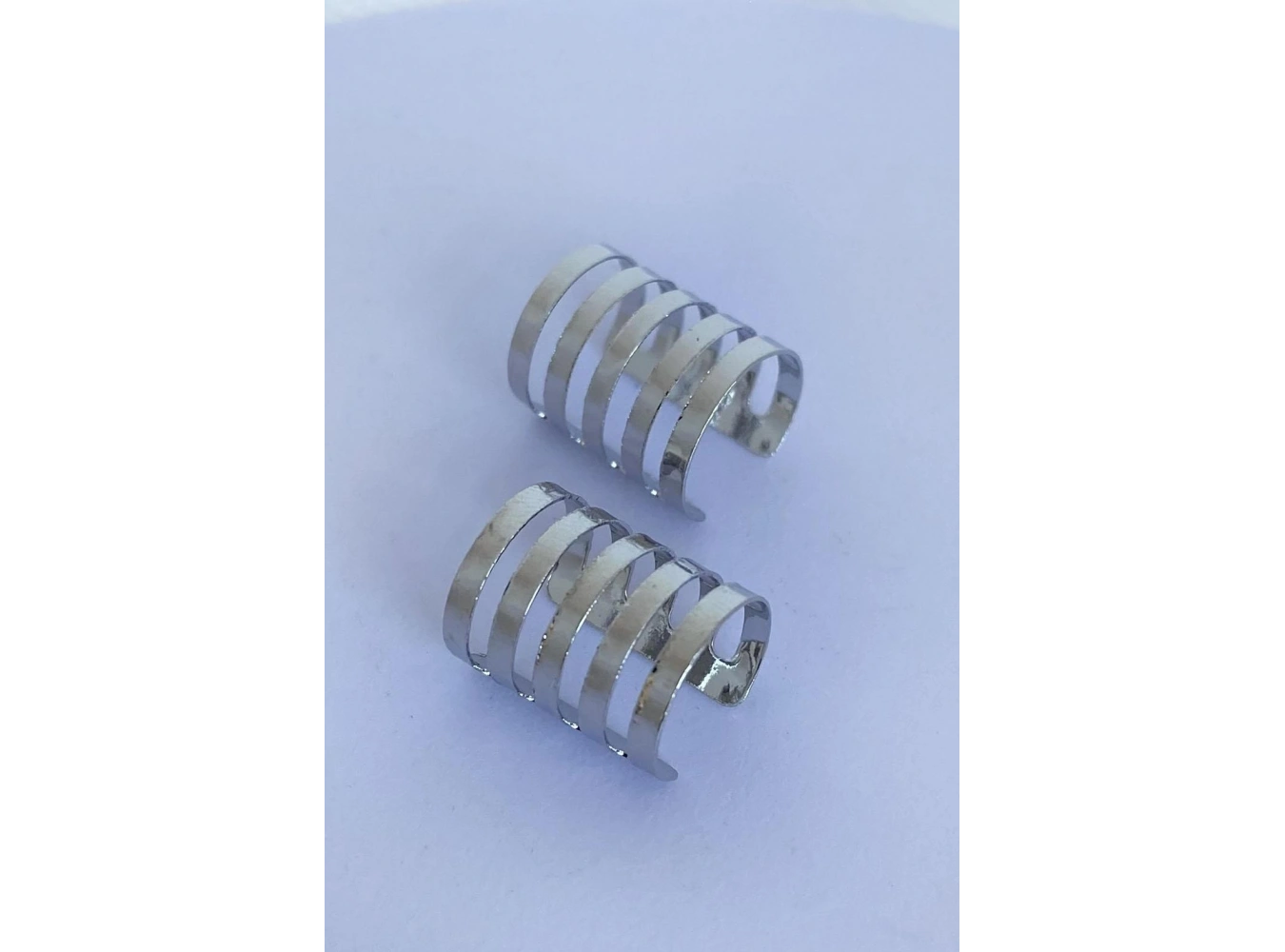 Gümüş Renk Sıkıştırmalı Ear Cuff Unisex Halka Küpe (Çift)