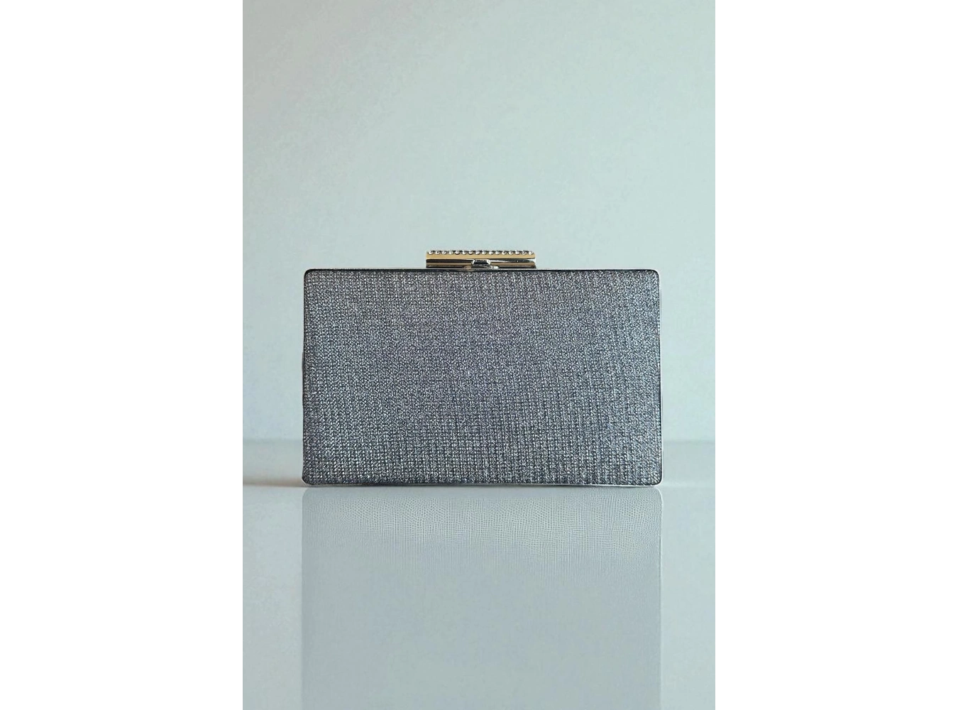 Gümüş Renk Simli Abiye Portföy Çanta