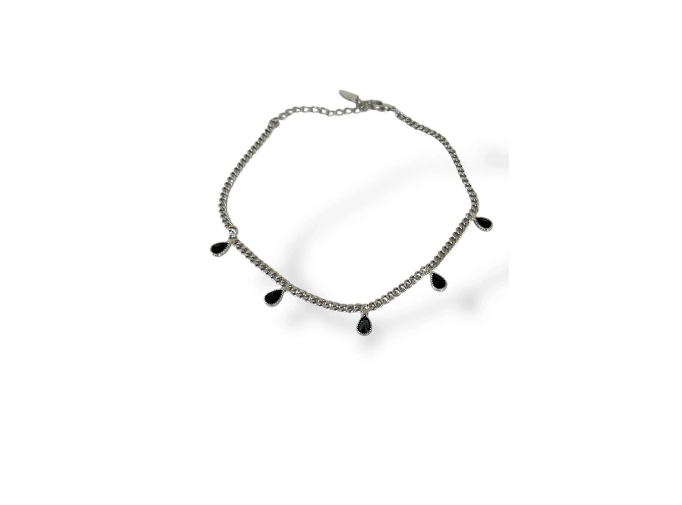 Gümüş Renk Siyah Taş Detaylı YSX Halhal