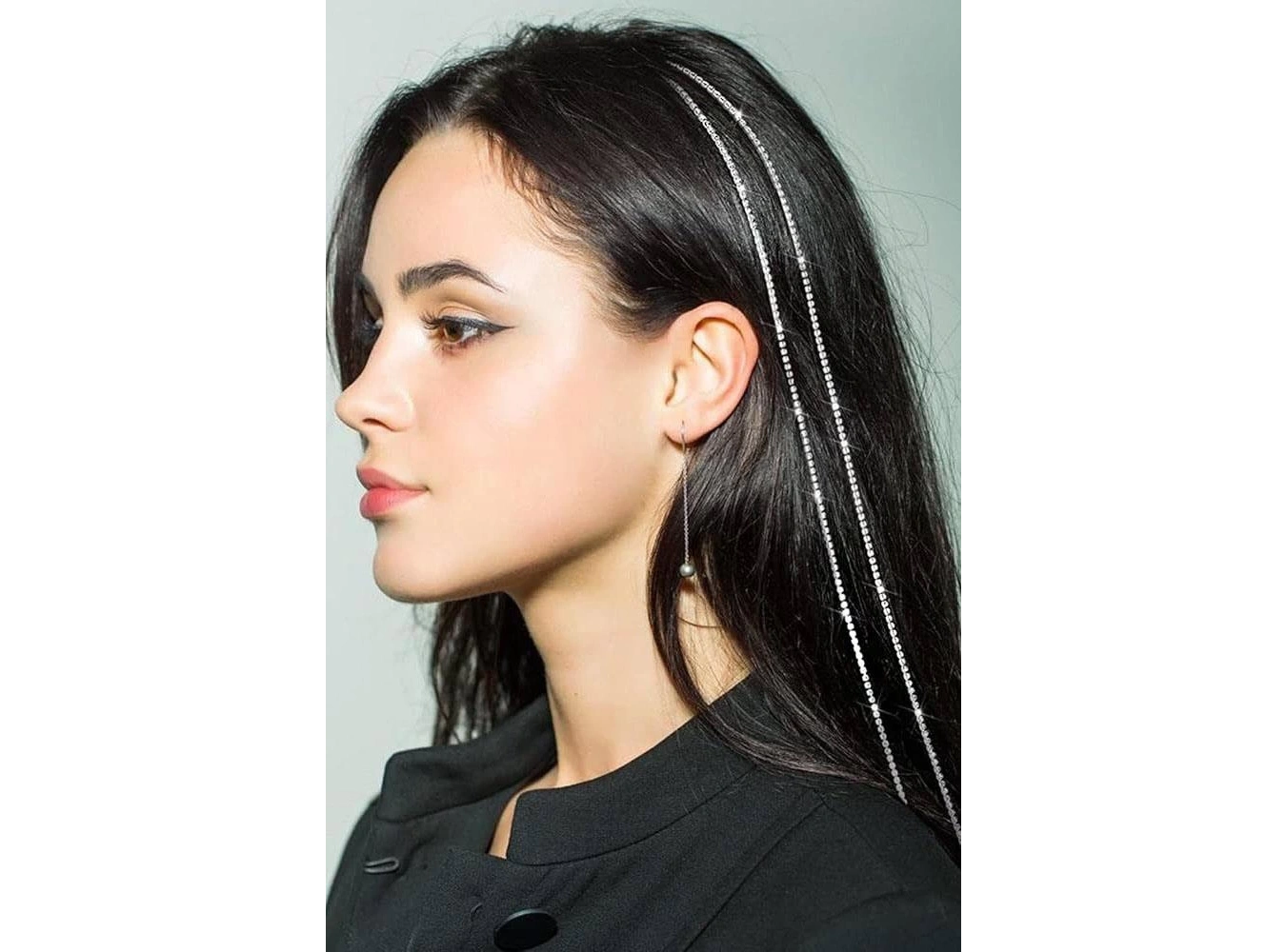 Gümüş Renk Su Yolu Saç Işıltısı Yan Postiş