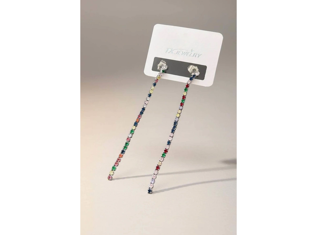 Gümüş Renk Su Yolu Taş Detaylı 14K Altın Kaplama Tx Küpe (Çift)