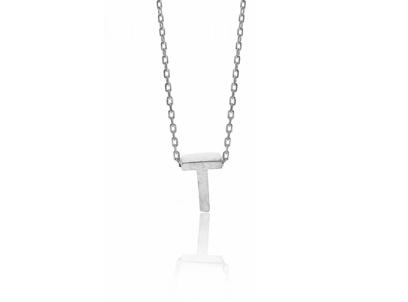 Gümüş Renk T Harf Çelik Kolye