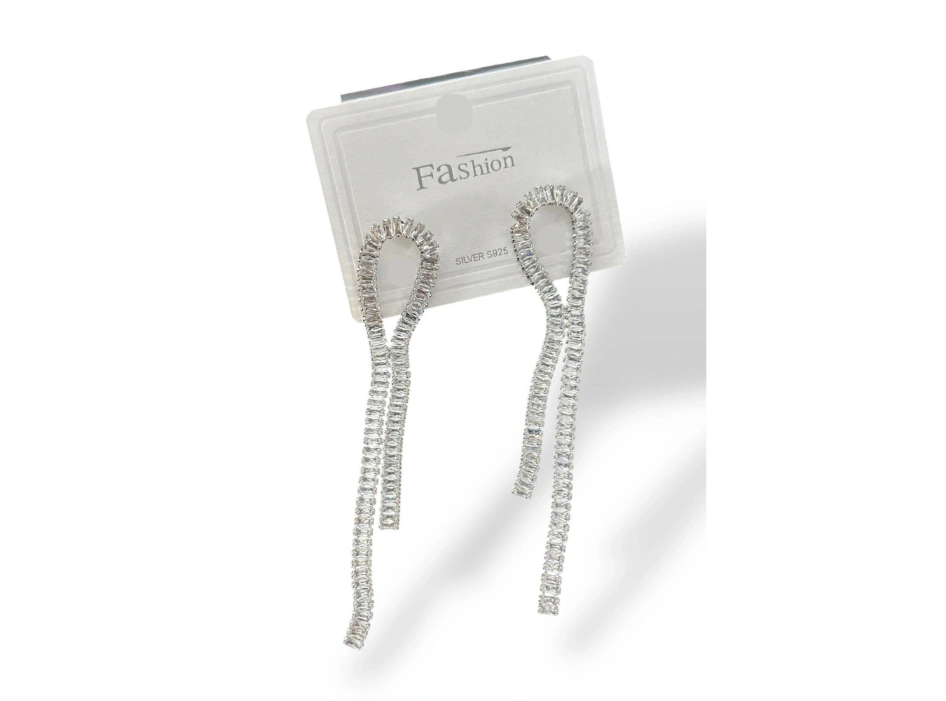 Gümüş Renk Taş Detaylı 14K Altın Kaplama Küpe (Çift)