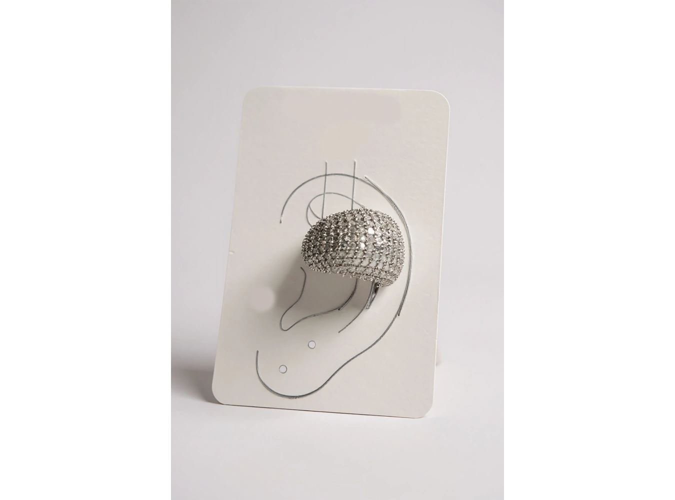 Gümüş Renk Taş Detaylı 14K Altın Kaplama TX Ear Cuff (Tek)