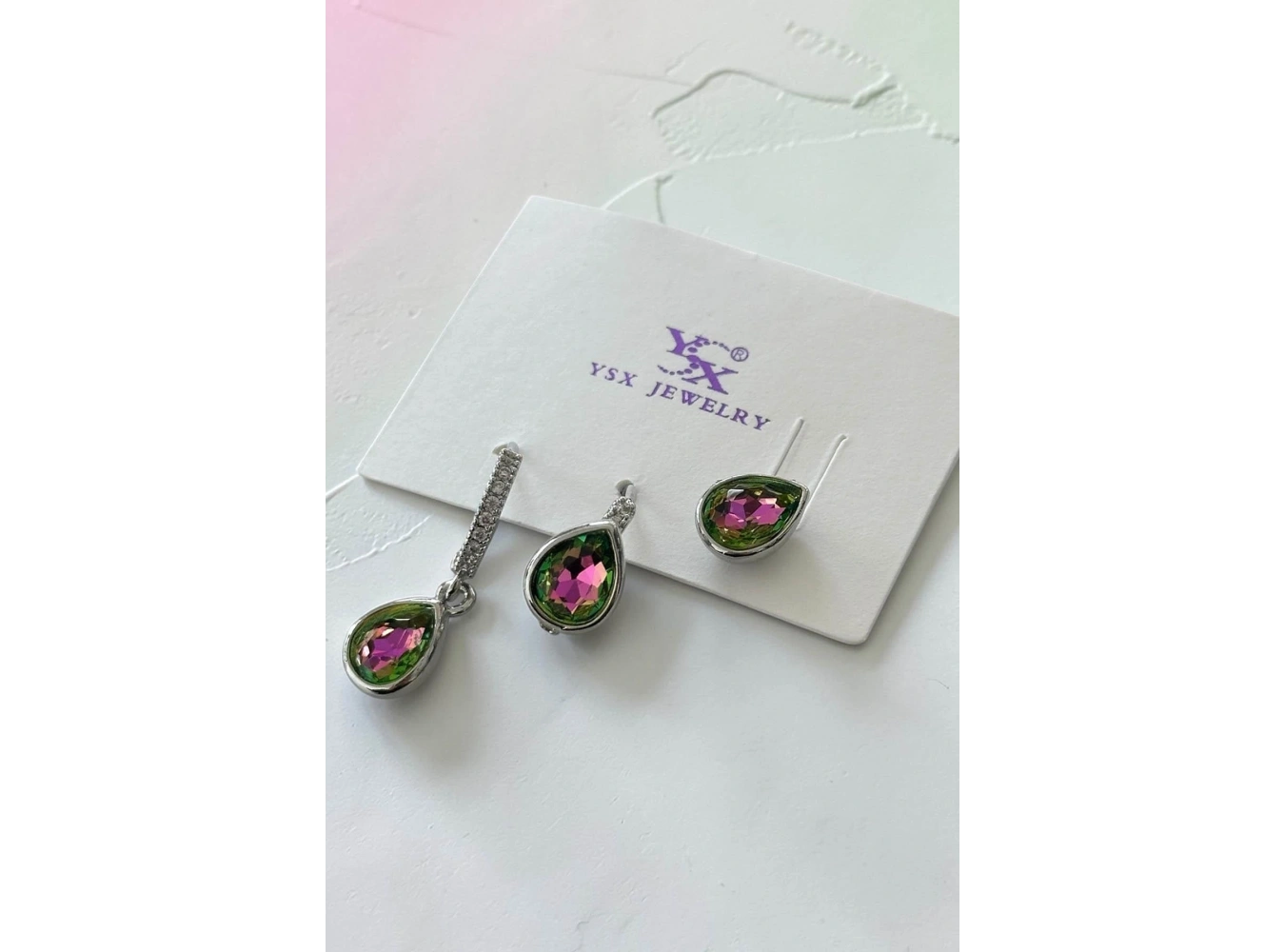 Gümüş Renk Taş Detaylı 3lü YSX Küpe