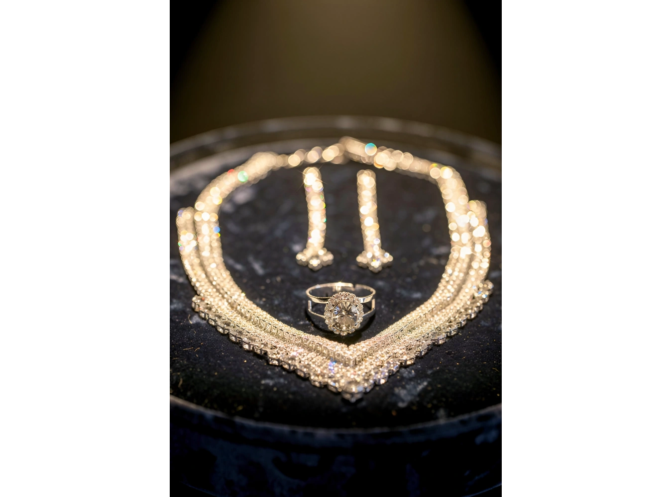 Gümüş Renk Taş Detaylı 4lü Abiye Set