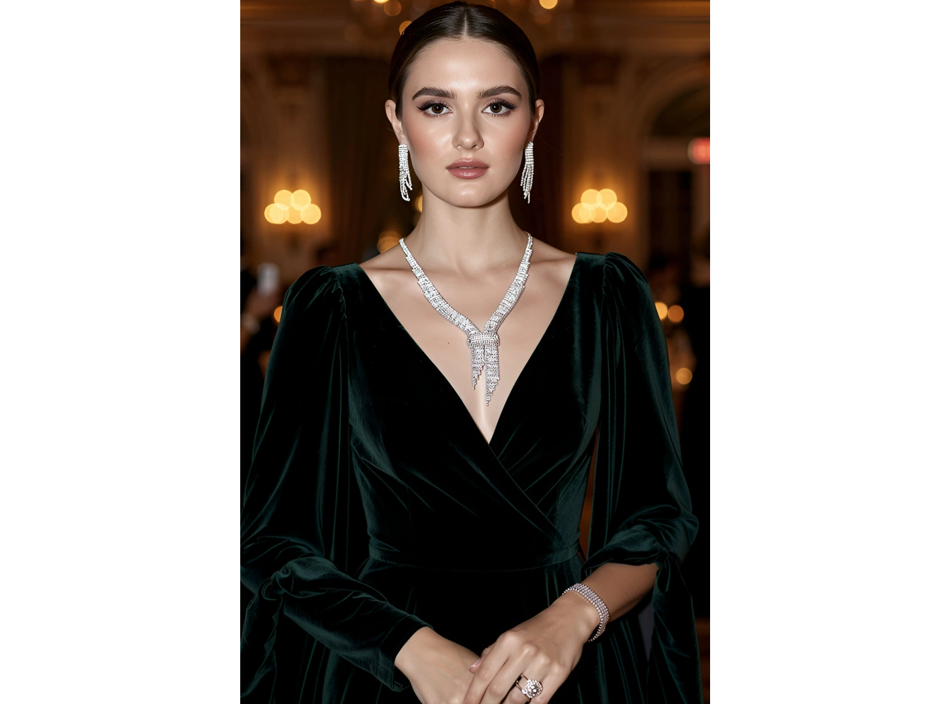 Gümüş Renk Taş Detaylı 4lü Abiye Set