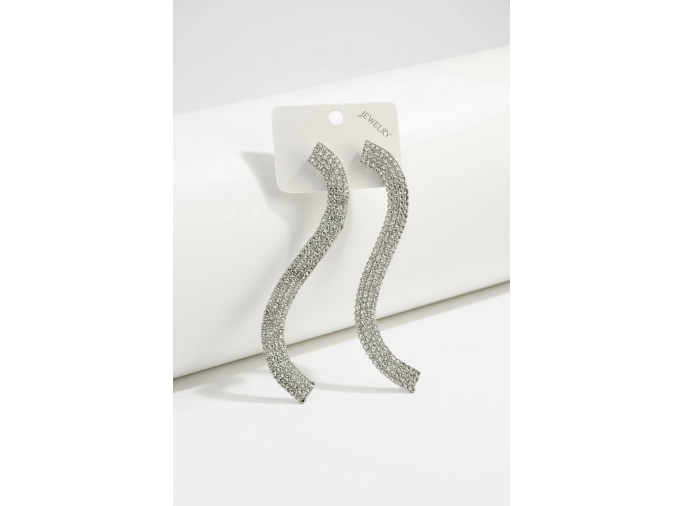 Gümüş Renk Taş Detaylı Abiye Küpe (Çift)