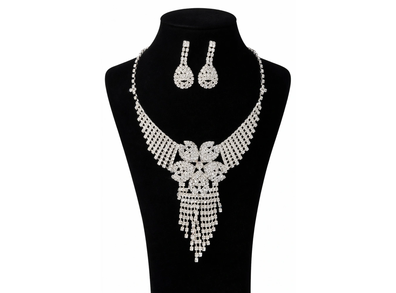 Gümüş Renk Taş Detaylı Abiye Set