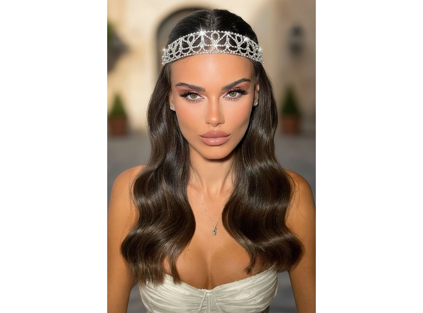 Gümüş Renk Taş Detaylı  Alınlık/Kına Aksesuarı