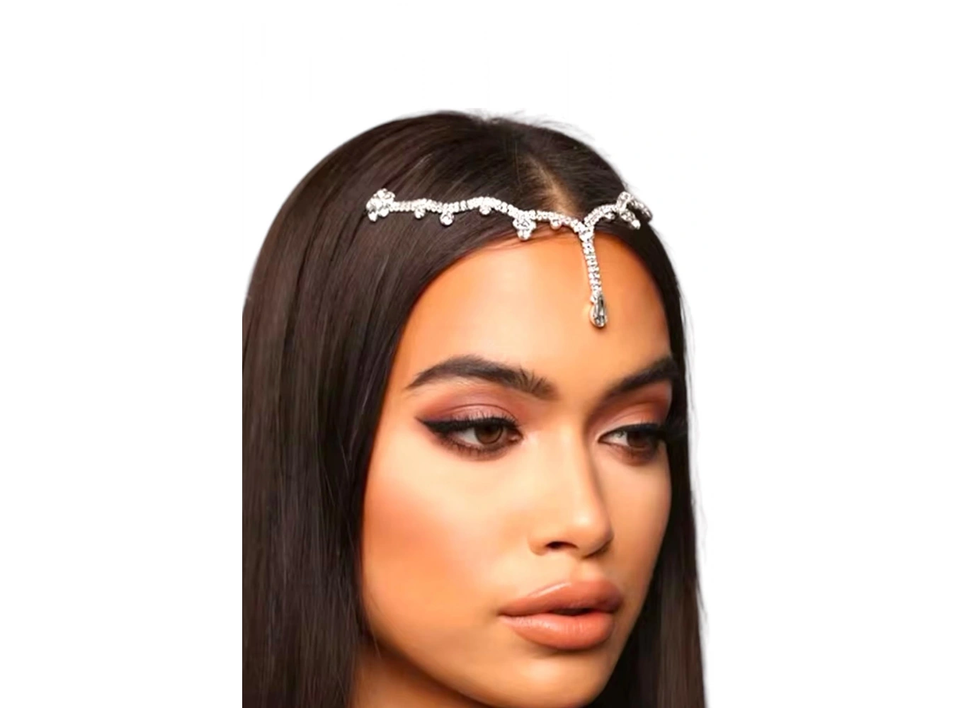 Gümüş Renk Taş Detaylı Alınlık/Kına Aksesuarı