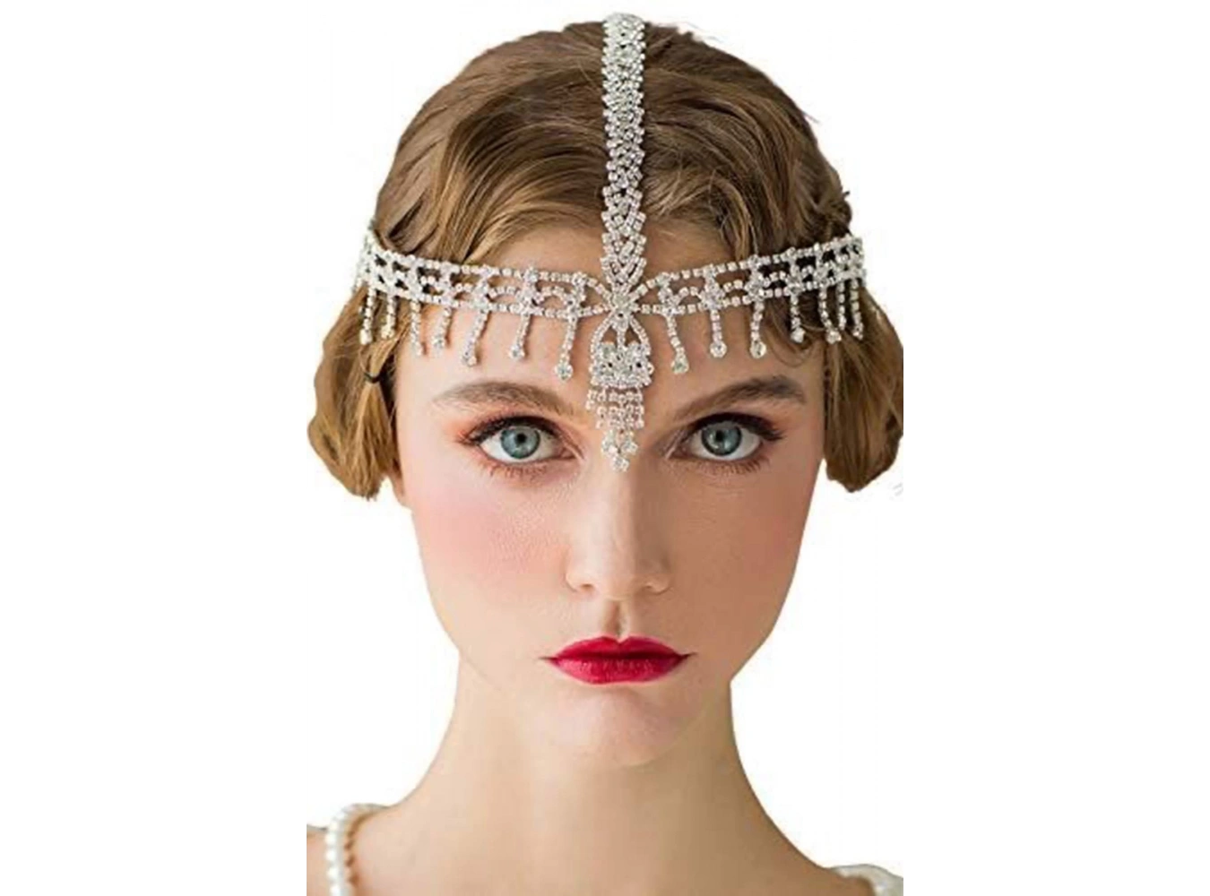 Gümüş Renk Taş Detaylı Alınlık/Kına Aksesuarı