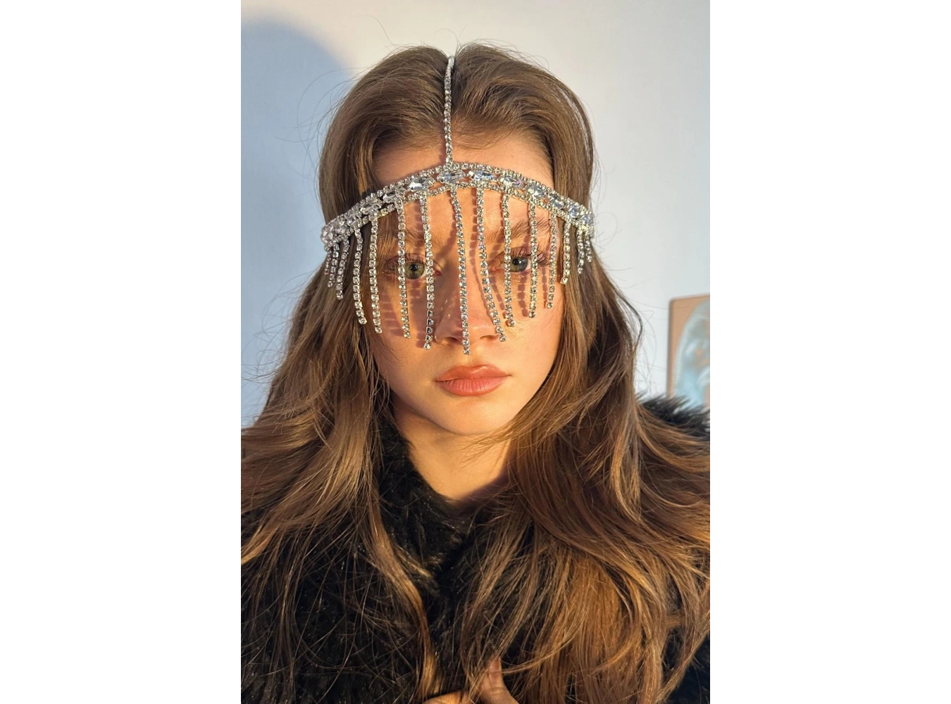 Gümüş Renk Taş Detaylı  Alınlık/Kına Aksesuarı