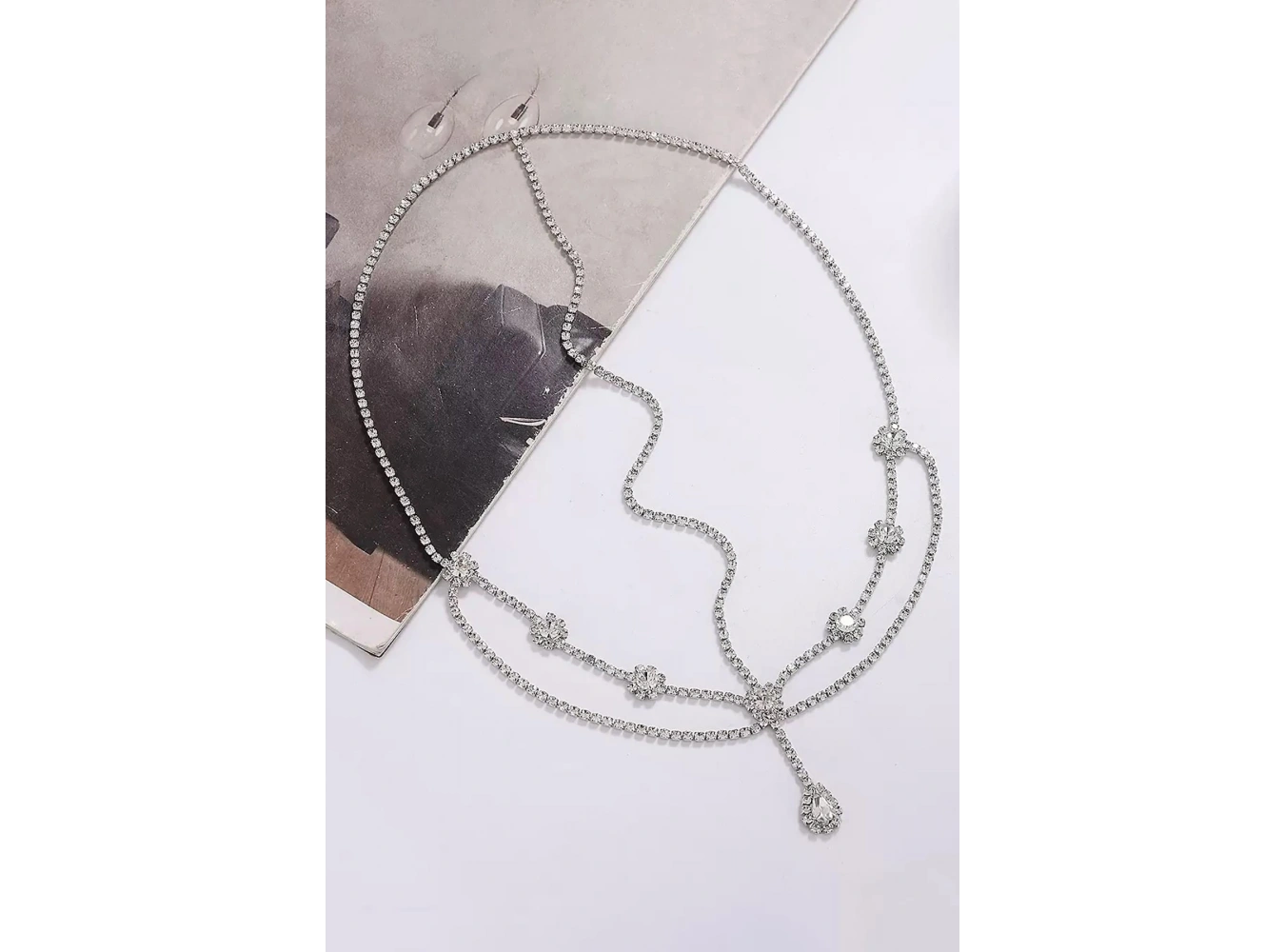Gümüş Renk Taş Detaylı Alınlık/Kına Aksesuarı