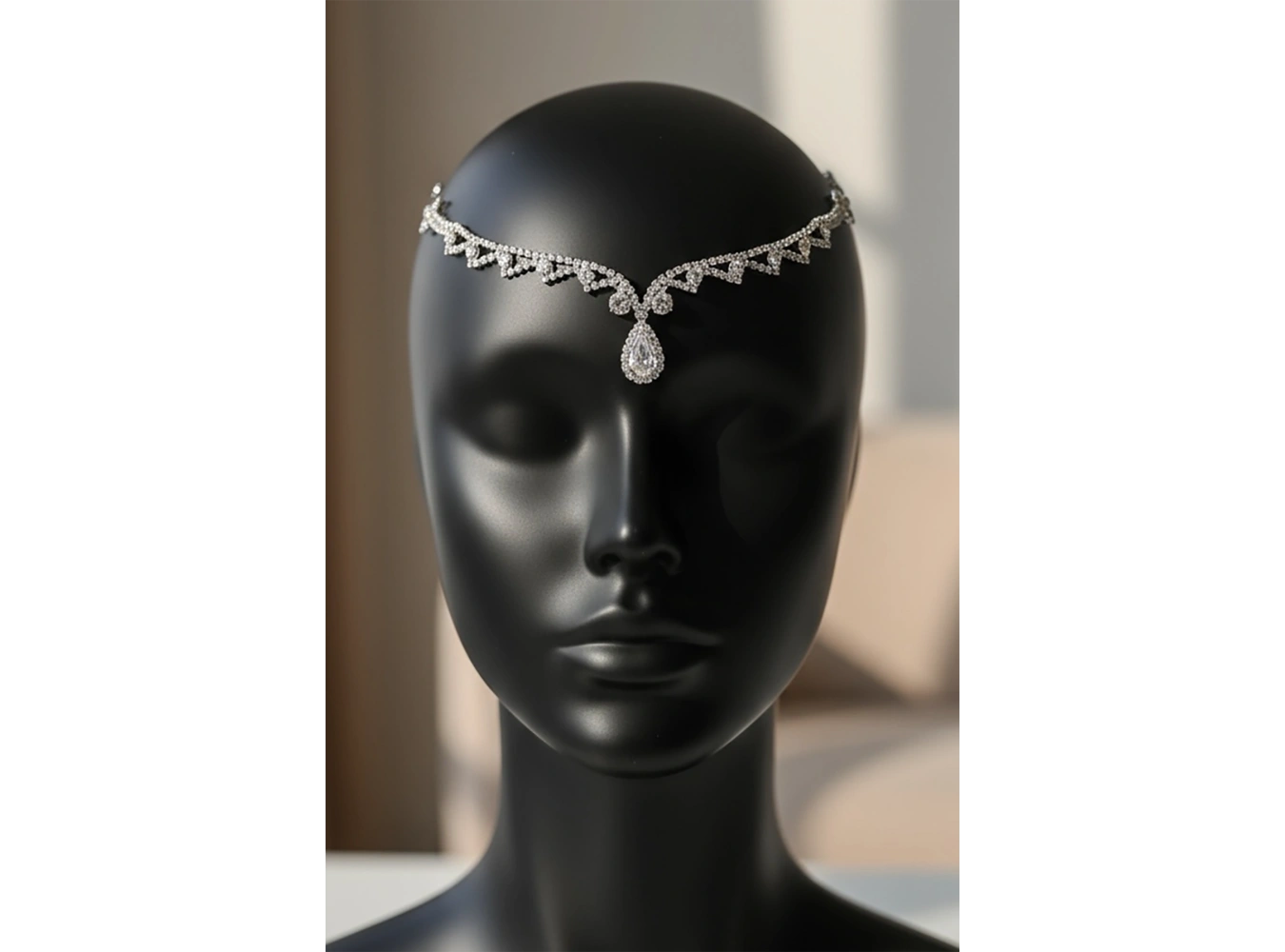 Gümüş Renk Taş Detaylı Alınlık/Kına Aksesuarı