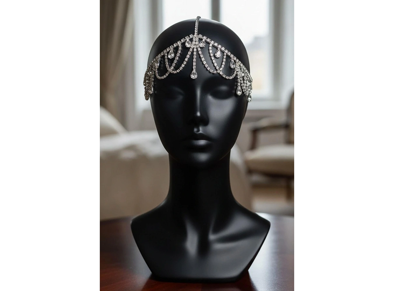 Gümüş Renk Taş Detaylı  Alınlık/Kına Aksesuarı