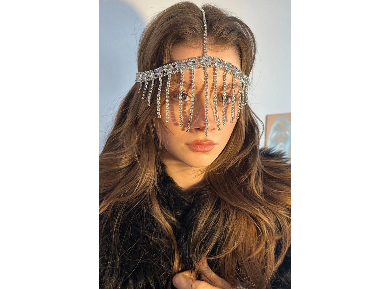 Gümüş Renk Taş Detaylı  Alınlık/Kına Aksesuarı