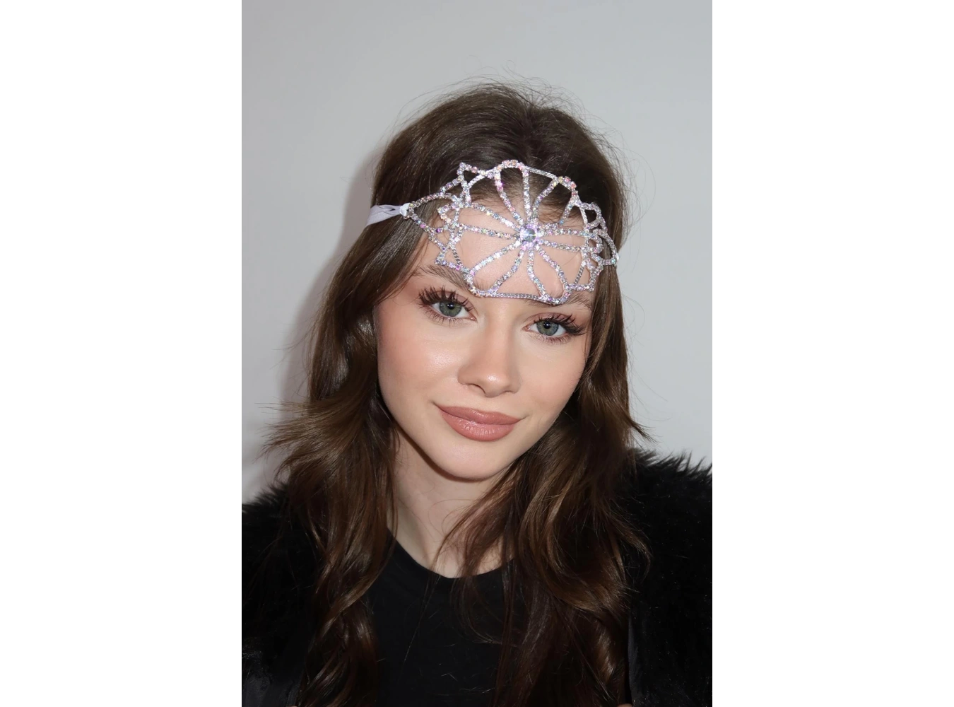 Gümüş Renk Taş Detaylı Alınlık/Kına Aksesuarı