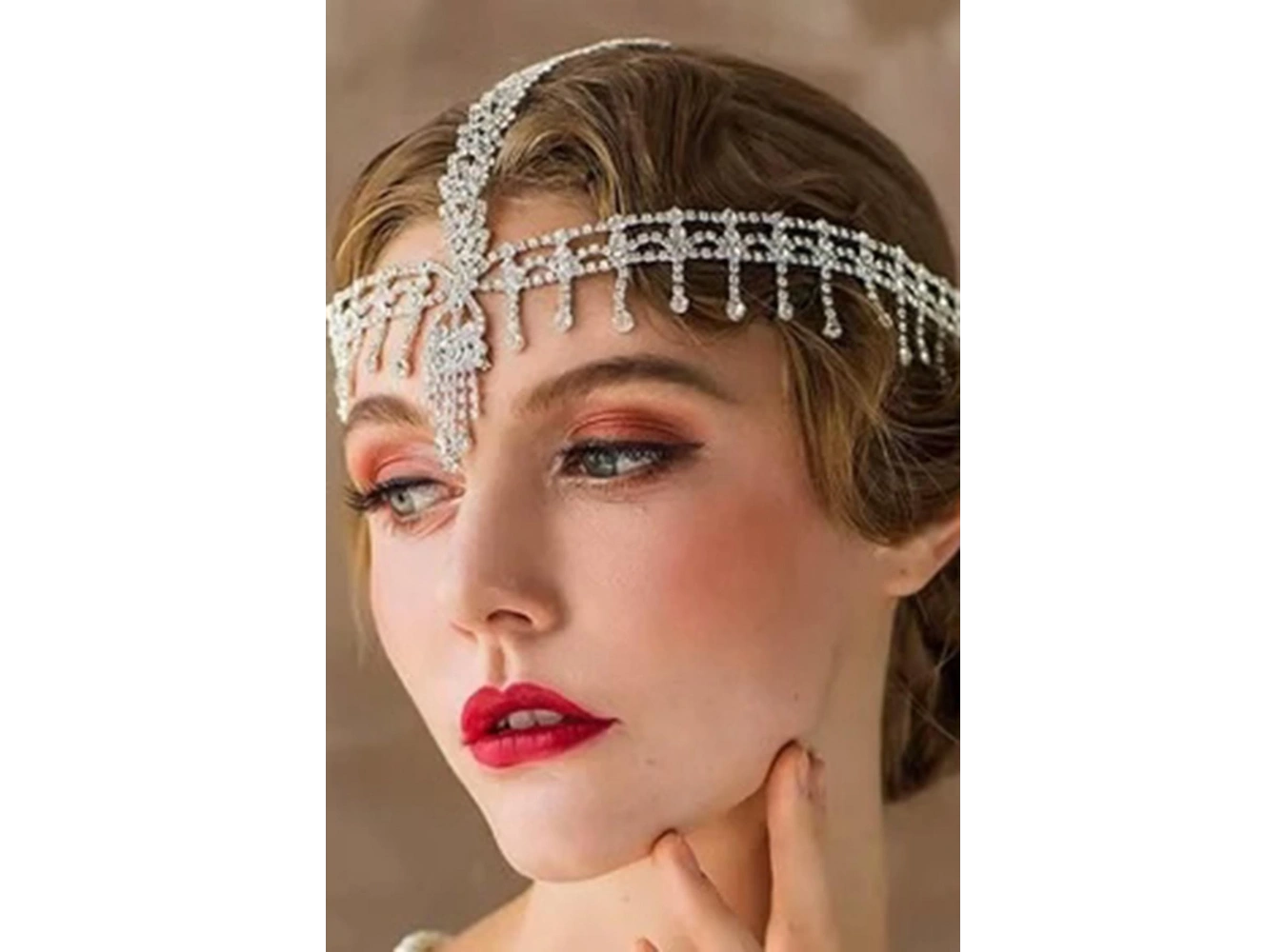 Gümüş Renk Taş Detaylı Alınlık/Kına Aksesuarı