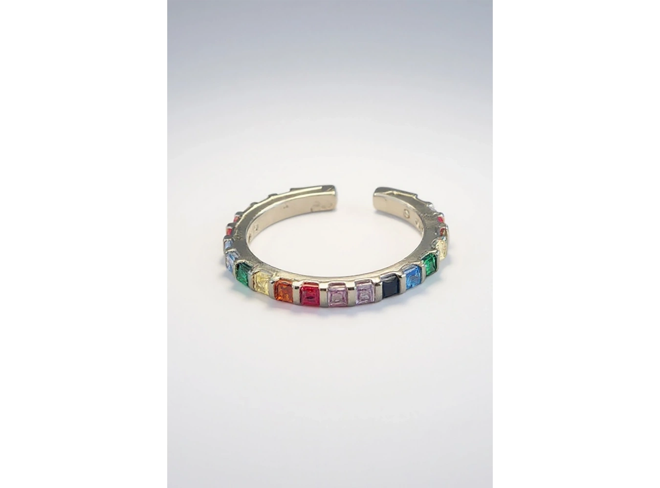 Gümüş Renk Taş Detaylı Ayarlanabilir Tamtur Yüzük