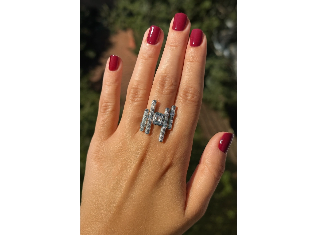 Gümüş Renk Taş Detaylı Ayarlanabilir YSX Yüzük