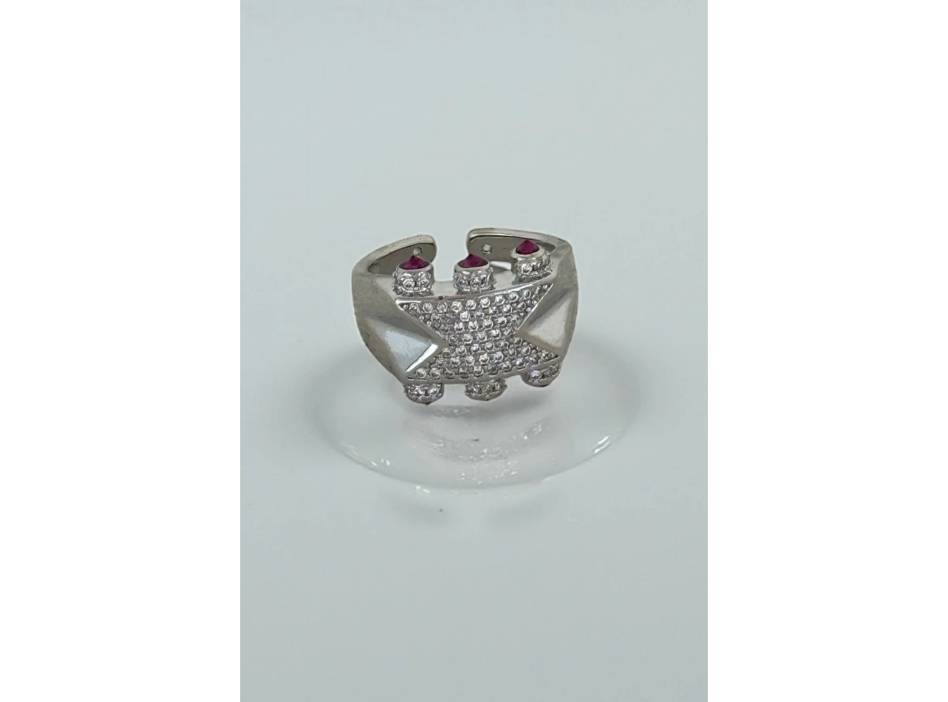 Gümüş Renk Taş Detaylı Ayarlanabilir YSX Yüzük