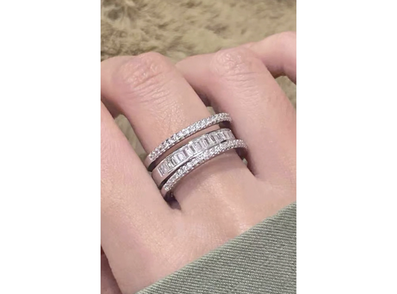 Gümüş Renk Taş Detaylı Ayarlanabilir Yüzük