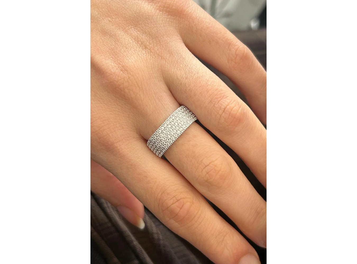 Gümüş Renk Taş Detaylı Ayarlanabilir Yüzük