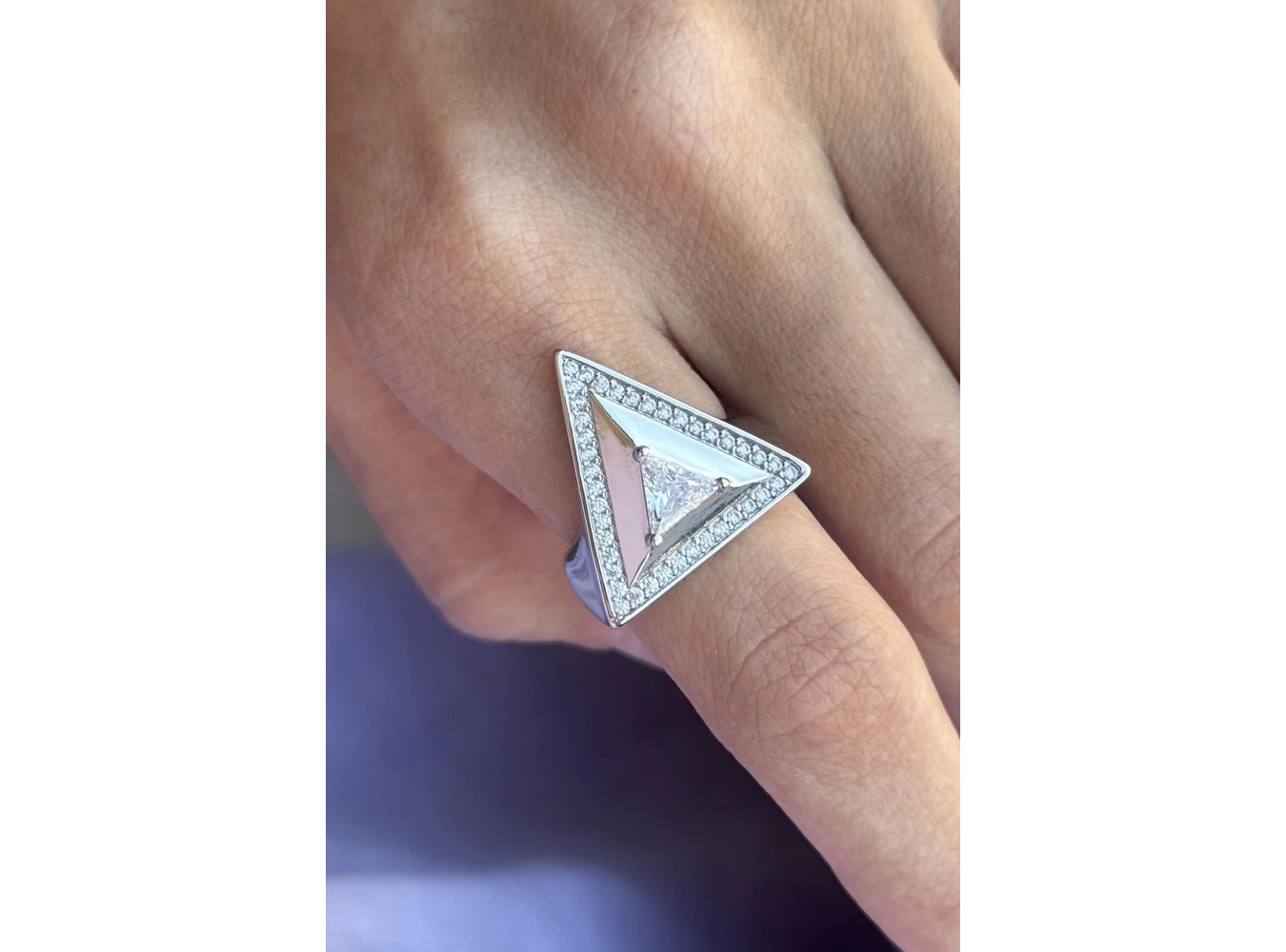 Gümüş Renk Taş Detaylı Ayarlanabilir Yüzük