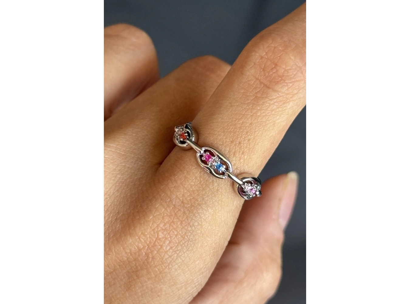 Gümüş Renk Taş Detaylı Ayarlanabilir Yüzük