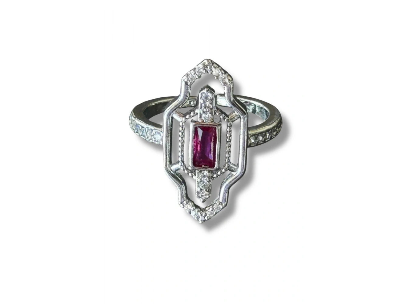 Gümüş Renk Taş Detaylı Ayarlanabilir Yüzük